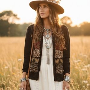 RIANI mixed print sequin cardigan size 6